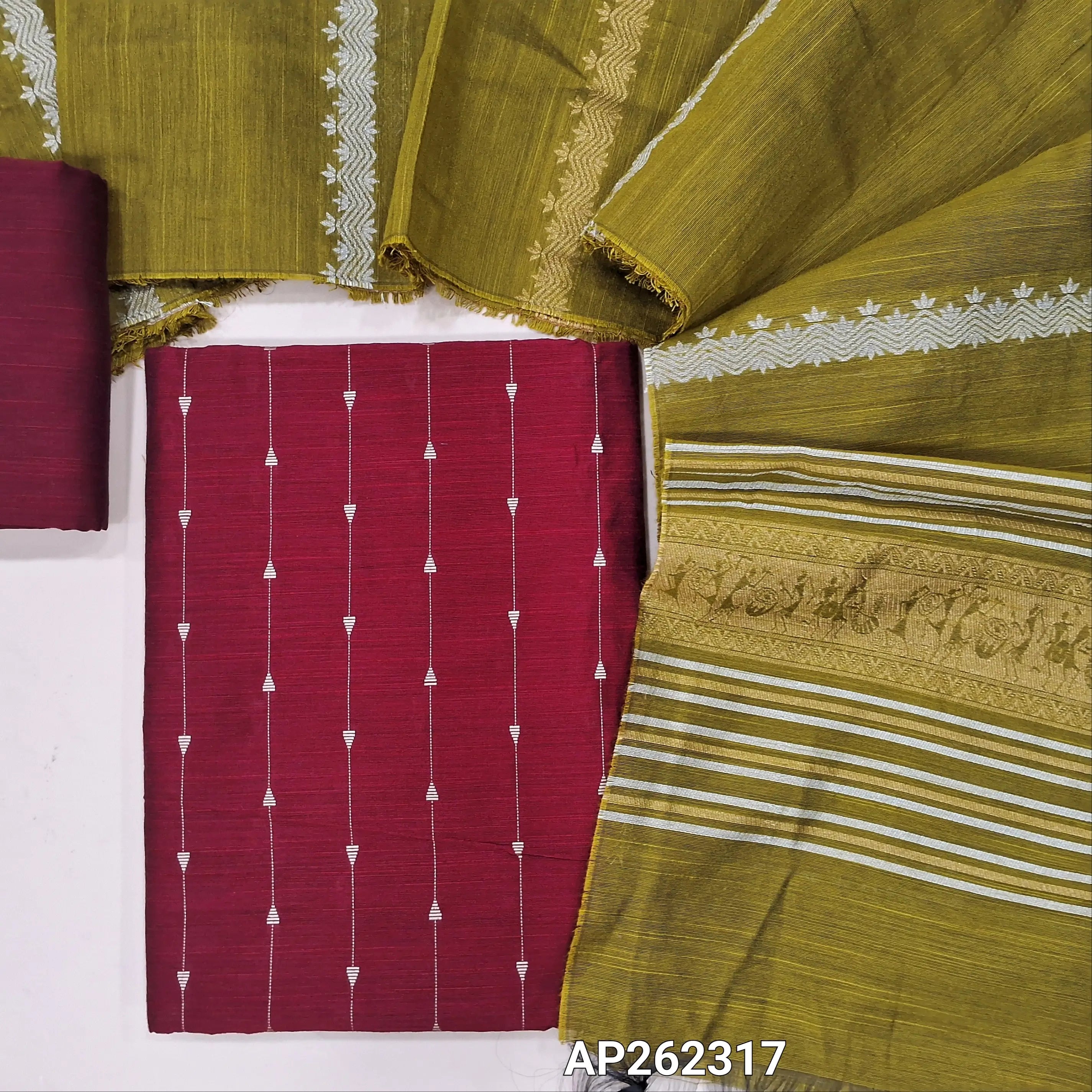 white christmas dresses maroon slub silk cotton unstitched salwar material ap262317- Neidhal
