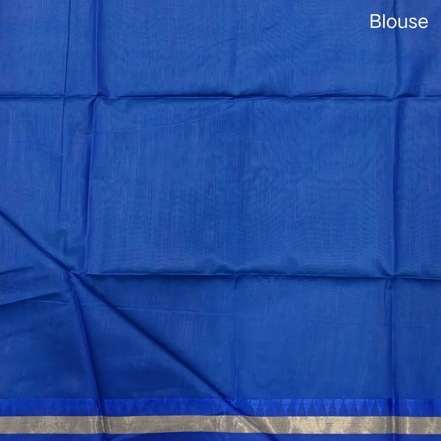 Teal green with ink blue silk cotton saree with thread woven double side borders, zari striped short pallu and contrast blouse with borders. NS83