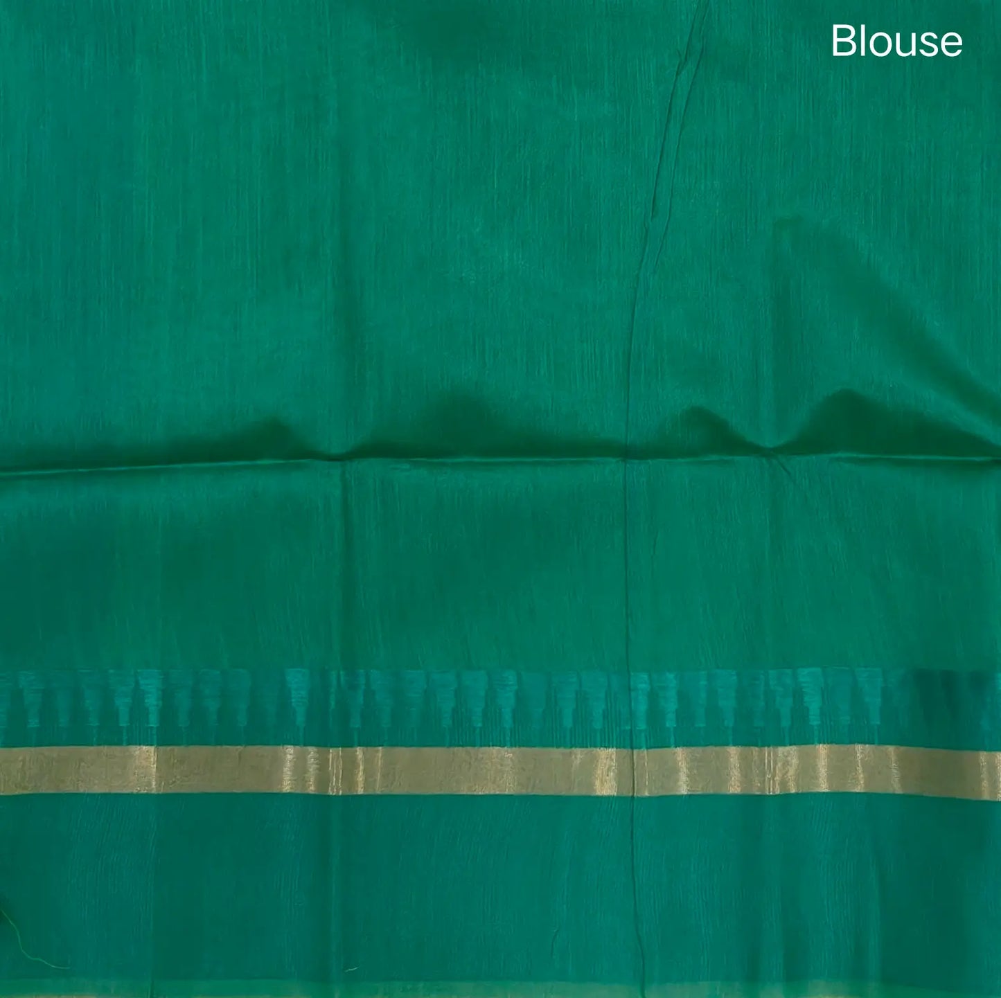 Light green with turquoise green silk cotton saree with thread woven double side borders, zari striped short pallu and contrast blouse with borders. NS81