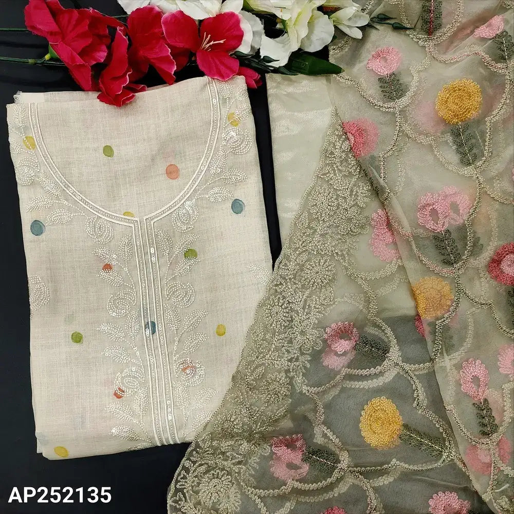 Beige semi linen salwar material ap252135-Neidhal