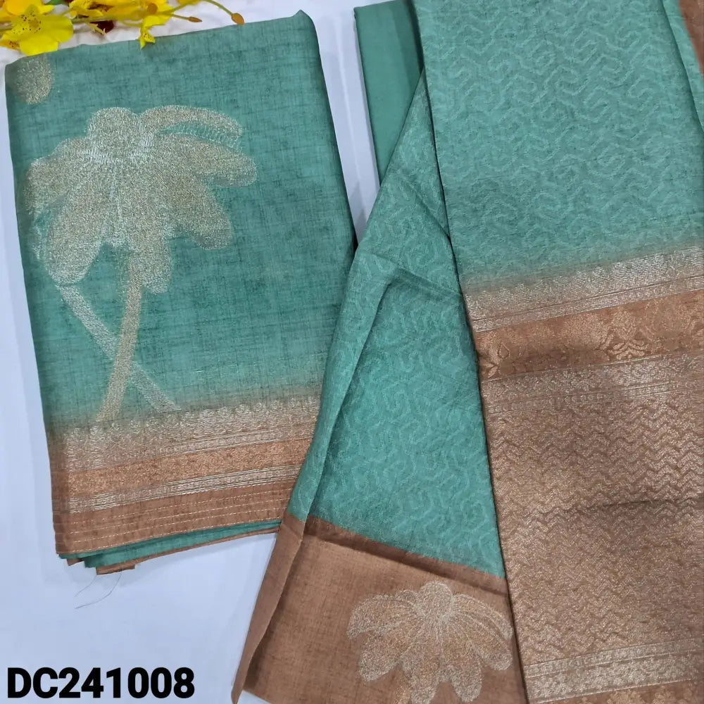CODE DC241008: Sea green digital printed jamdani woven premium silk cotton unstitched salwar material(thin fabric