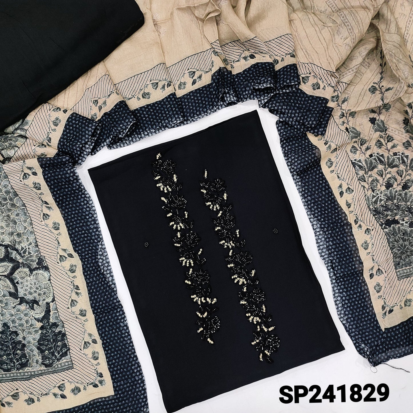 CODE SP241829: Black designer soft silk cotton