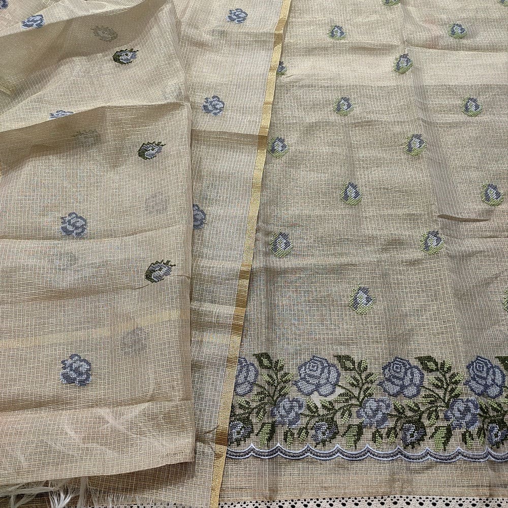 Greyish beige tissue kota silk cotton salwar material mr251802-Neidhal