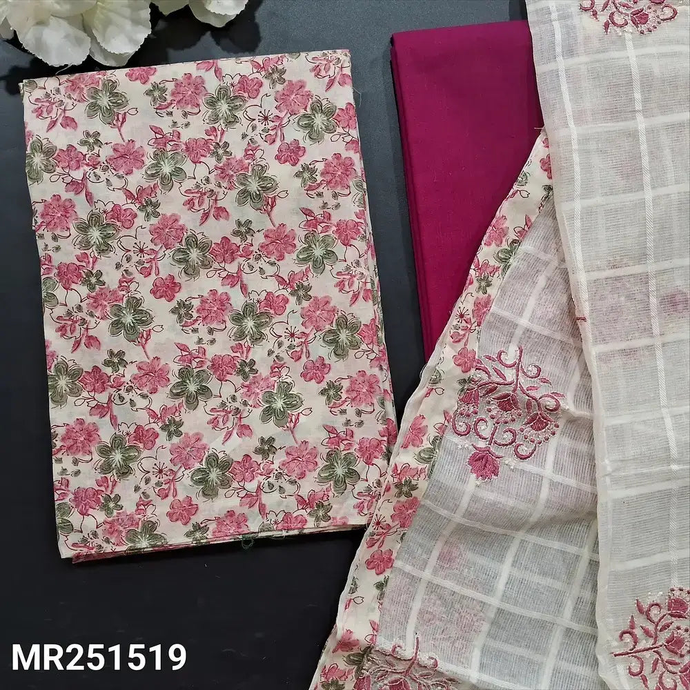 Half white pink floral printed soft cotton salwar material mr251519-Neidhal