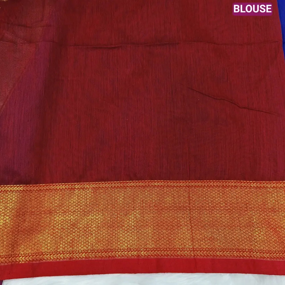 Honey brown with reddish maroon Traditional zari woven silk cotton saree,Contrast double side borders, thread woven pallu, plain running blouse with borders. NS21