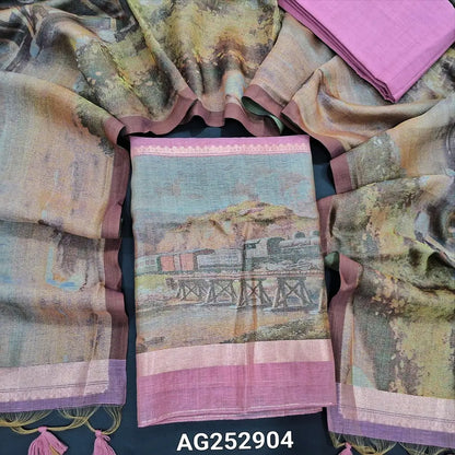 Pastel pink jamdani woven premium silk cotton unstitched salwar material, rich jamdani woven daman(thin, lining needed)matching silk cotton bottom, rich jamdani woven premium silk cotton full length dupatta with tassels. CODE AG252904