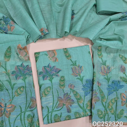 Pastel Blue Jamdani woven silk cotton unstitched salwar material (Thin, Soft, Lining Needed) cotton or silky bottom, jamdani woven silk cotton dupatta. OC252320