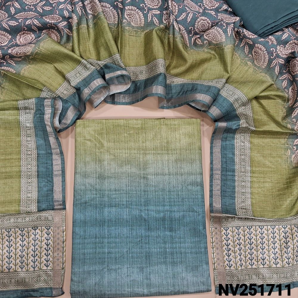 Digital printed multicolor silk cotton unstitched salwar material (Lining Needed)Blueish grey bottom,digital printed soft silk cotton dupatta. NV251711