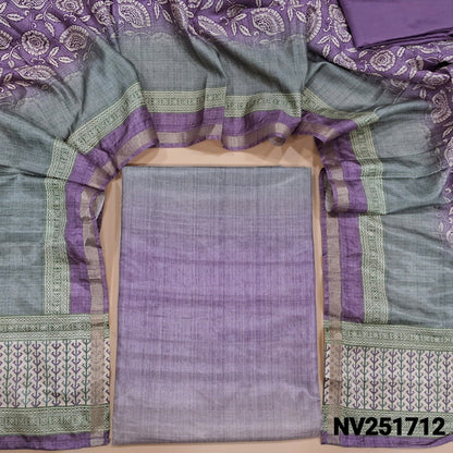 Digital printed multicolor silk cotton unstitched salwar material (Lining Needed)Purple bottom,digital printed soft silk cotton dupatta. NV251712