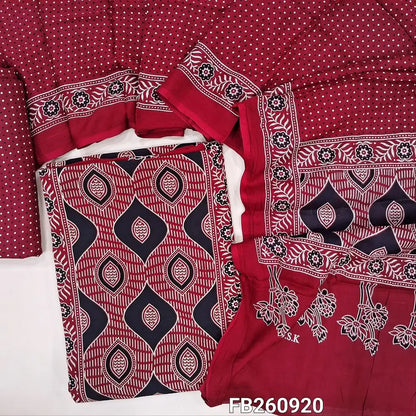 Reddish Maroon digitial printed unstitched salwar material (lining needed) panel design, printed rayon bottom, printed rayon dupatta (TAPING NEEDED). FB260920