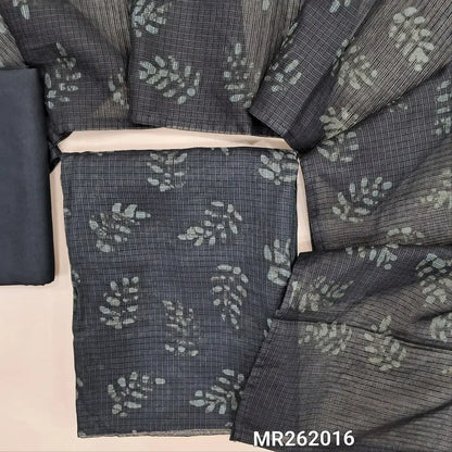 Black printed fancy kota silk cotton unstitched salwar material,(thin fabric, lining needed)silky bottom, printed kota silk cotton dupatta. MR262016