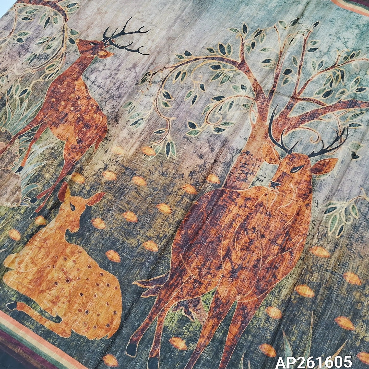 Light & dark grey shade abstract printed semi gicha unstitched salwar material,deer prints all over(Thin, Lining Needed)santoon bottom, digital printed semi gicha dupatta. AP261605