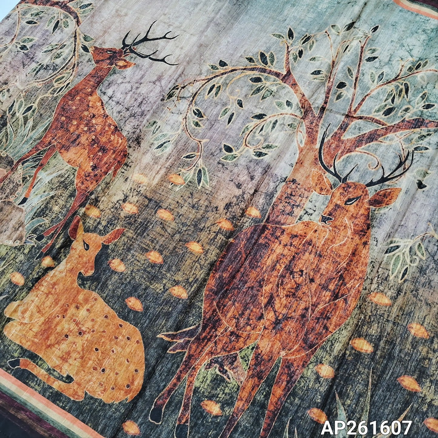 Light chocolate brown abstract printed semi gicha unstitched salwar material,deer prints all over(Thin, Lining Needed)santoon bottom, digital printed semi gicha dupatta. AP261607