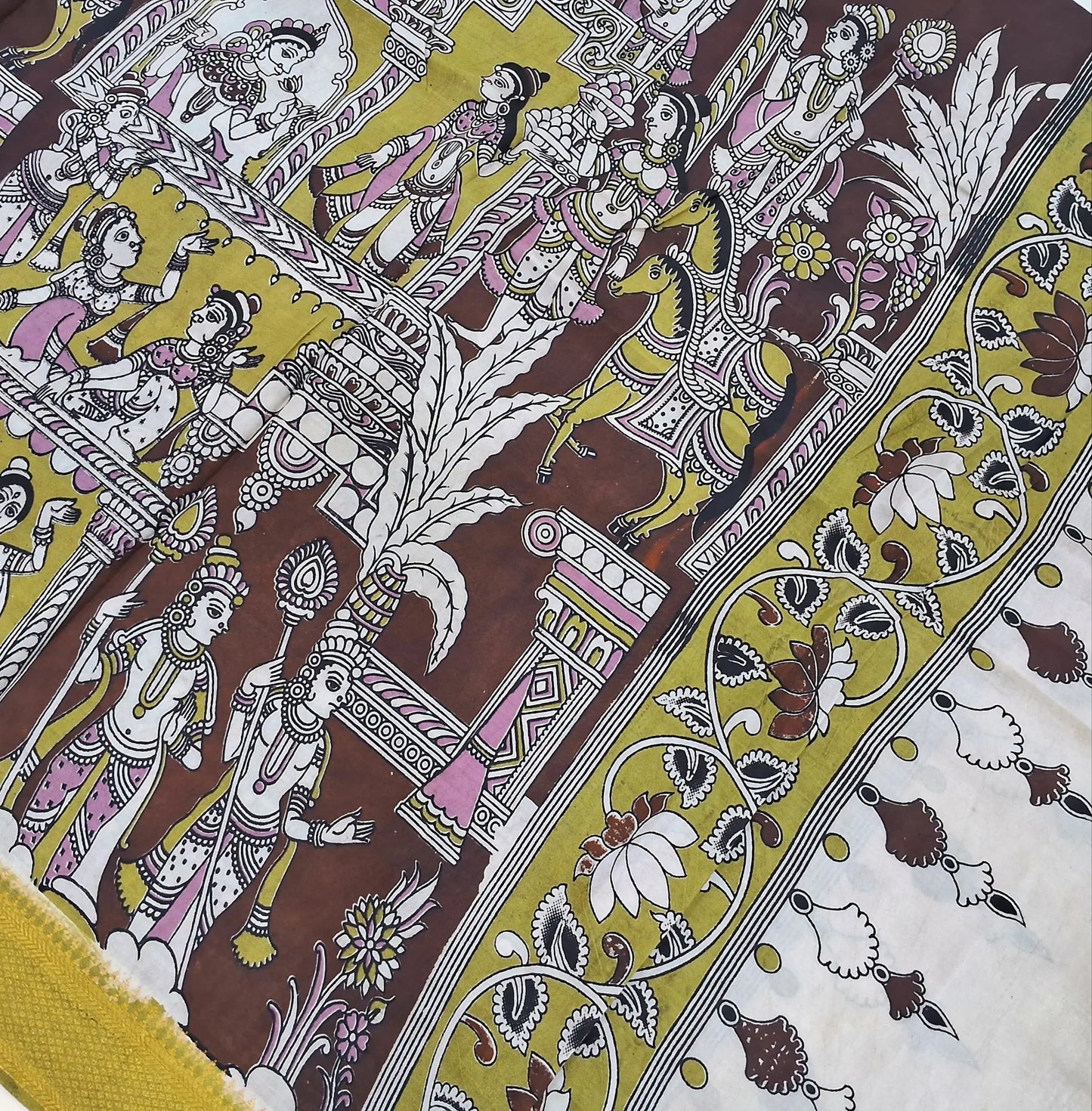 Lotus pink premium raw silk unstitched salwar material,thread weaving buttas all over, (textured, Lining needed) matching silk bottom, pen kalamkari chennuri silk dupatta with nizam borders (INCONSISTENT STAINS ARE NOT DEFECTS). AP262413