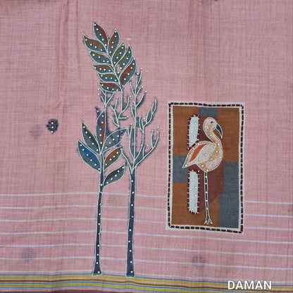 Pastel pink premium semi linen unstitched salwar material(lining needed)fancy buttons yoke,digital printed, silver zari work on daman,spun cotton bottom, digital printed premium semi linen full length dupatta with lace taping. MY262201