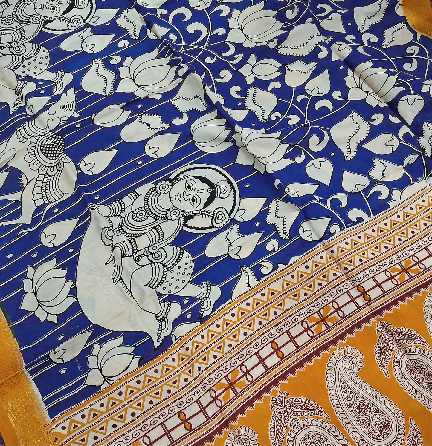 Fenugreek yellow premium raw silk unstitched salwar material (textured, Lining optional)thread woven buttas all over,matching raw silk bottom, pen kalamkari chennuri silk dupatta with nizam borders. JN260113
