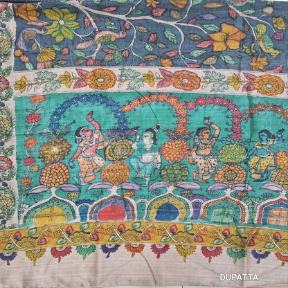 Designer Light teal blue viscous Silk unstitched salwar material, digital printed on daman(shiny,Lining Needed)matching silky Bottom,digital printed viscous silk dupatta.JN262902
