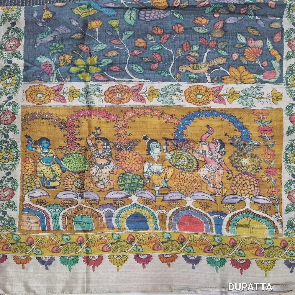Designer mehandhi yellow viscous Silk unstitched salwar material,digital printed on daman(shiny,Lining Needed)matching silky Bottom,digital printed viscous silk dupatta.JN262903