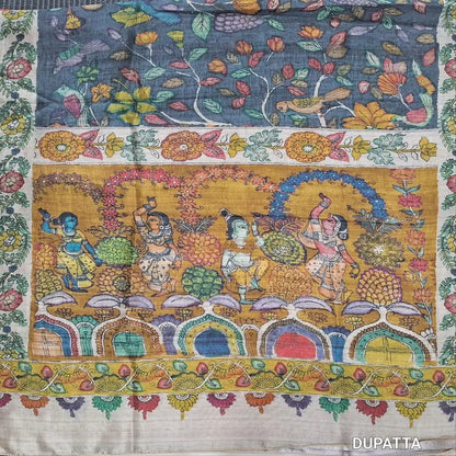Designer mehandhi yellow viscous Silk unstitched salwar material,digital printed on daman(shiny,Lining Needed)matching silky Bottom,digital printed viscous silk dupatta.JN262903