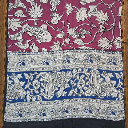 Black premium raw silk unstitched salwar material,gold zari weaving all over, (textured, Lining needed) matching silk bottom, pen kalamkari chennuri silk dupatta with nizam borders (INCONSISTENT STAINS ARE NOT DEFECTS). JN262804