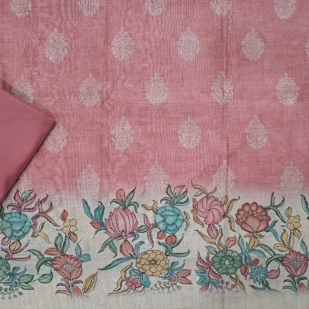 Designer pastel pink digital printed moonga silk unstitched salwar material,digital printed all over(light weight,lining needed)matching silky bottom,digital printed permium moonga silk dupatta with jamdhani woven pallu. JN263004