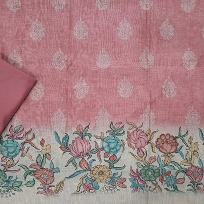 Designer pastel pink digital printed moonga silk unstitched salwar material,digital printed all over(light weight,lining needed)matching silky bottom,digital printed permium moonga silk dupatta with jamdhani woven pallu. JN263004