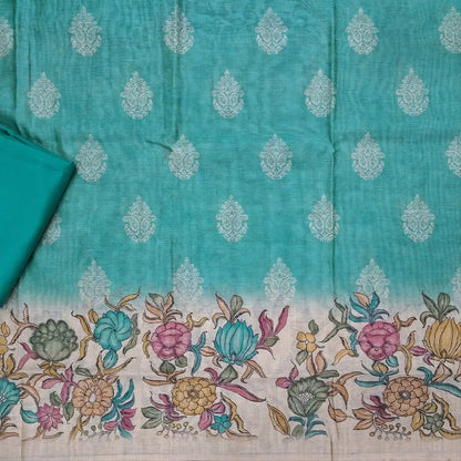 Designer pastel blue digital printed moonga silk unstitched salwar material,digital printed all over(light weight,lining needed)matching silky bottom,digital printed permium moonga silk dupatta with jamdhani woven pallu. JN263001