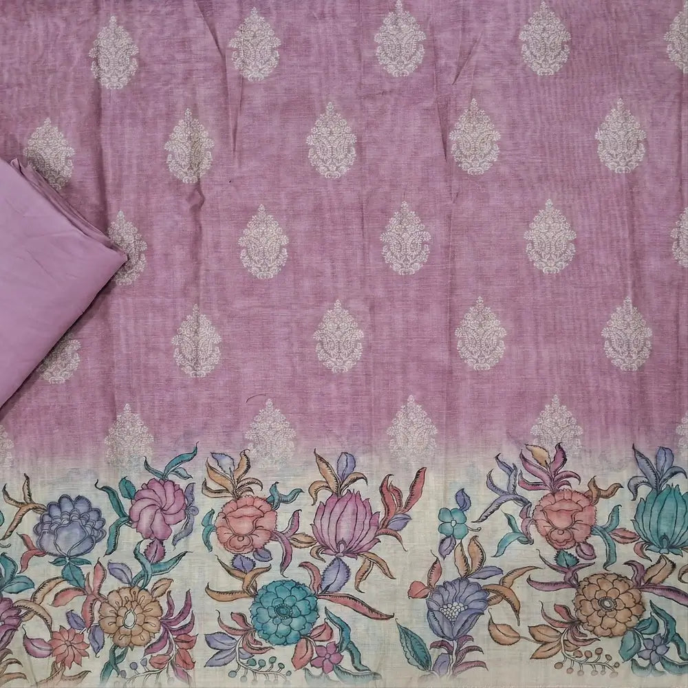 Designer mauve shade digital printed moonga silk unstitched salwar material,digital printed all over(light weight,lining needed)matching silky bottom,digital printed permium moonga silk dupatta with jamdhani woven pallu. JN263002
