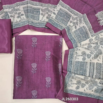 Beetroot purple floral printed premium viscous Silk cotton unstitched salwar material(shiny,Lining Needed)matching silky Bottom,digital printed pure  viscous silk dupatta. JL260303
