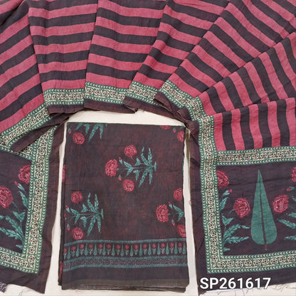 Dark beetroot purple digital printed mogra chanderi unstitched salwar material (Crinkled, Lining Needed) No Bottom, digital printed mogra chanderi dupatta. TAPINGS NEEDED. SP261617