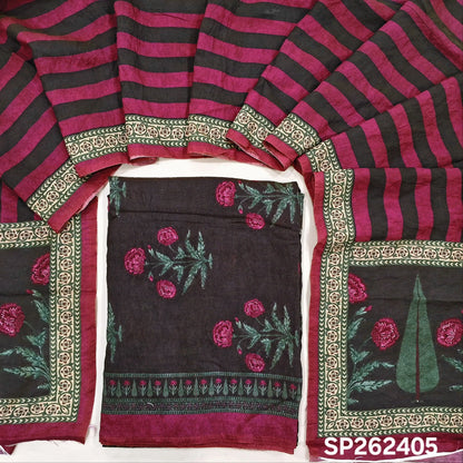 Deep wine purple digital printed mogra chanderi unstitched salwar material (Crinkled, Lining Needed) No Bottom, digital printed mogra chanderi dupatta. SP262405
