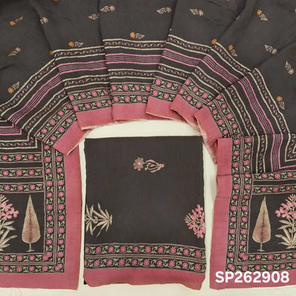 Deep wine purple digital printed mogra chanderi unstitched salwar material (Crinkled, Lining Needed) No Bottom, digital printed mogra chanderi dupatta. SP262908