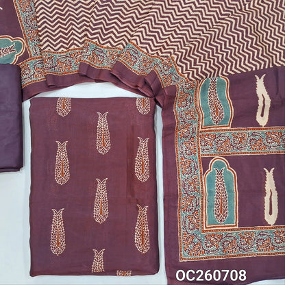 Dark maroon viscous Silk unstitched salwar material,printed all over,(shiny,Lining Needed)silky bottom, digital printed viscous silk dupatta. OC260708