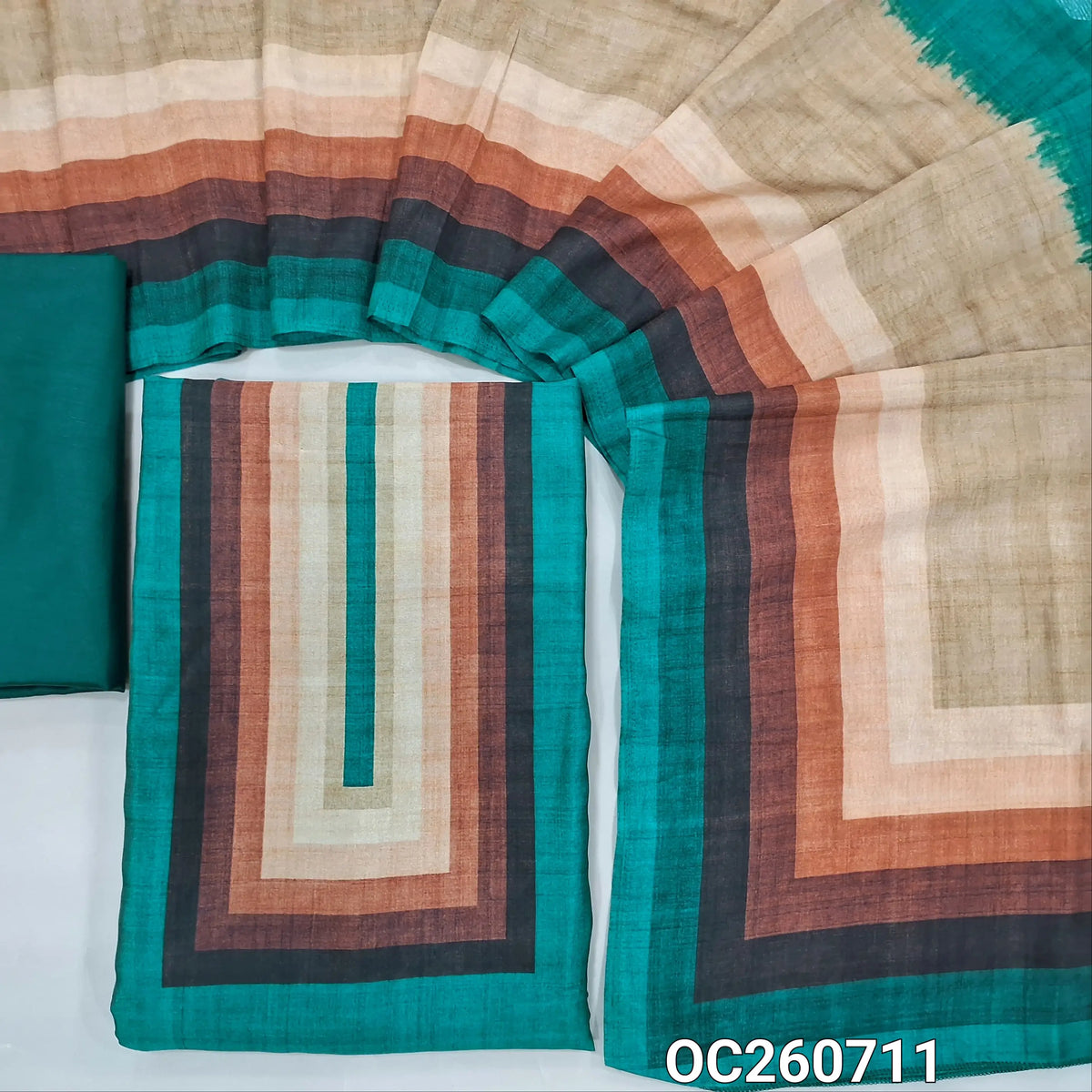 Blue viscous Silk unstitched salwar material,colourful yoke,(shiny,Lining Needed)silky bottom, digital printed tissue silk dupatta. OC260711