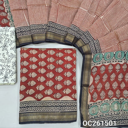 PREORDER 10 DAYS Maroon hand block printed pure maheshwari silk cotton unstitched salwar material(lining needed)block printed cotton bottom, traditional hand  block printed pure maheshwari silk cotton dupatta with borders.(TAPPING NEEDED) OC261501