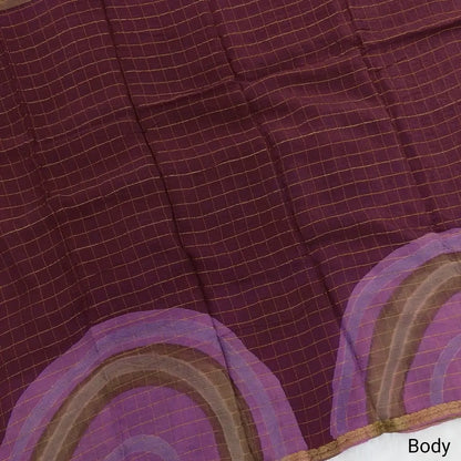 Dark Maroonish Pink Viscous Chanderi silk saree with shibori prints all over and zari checks all over, thin zari woven borders and running viscous chanderi zari woven blouse. NS56
