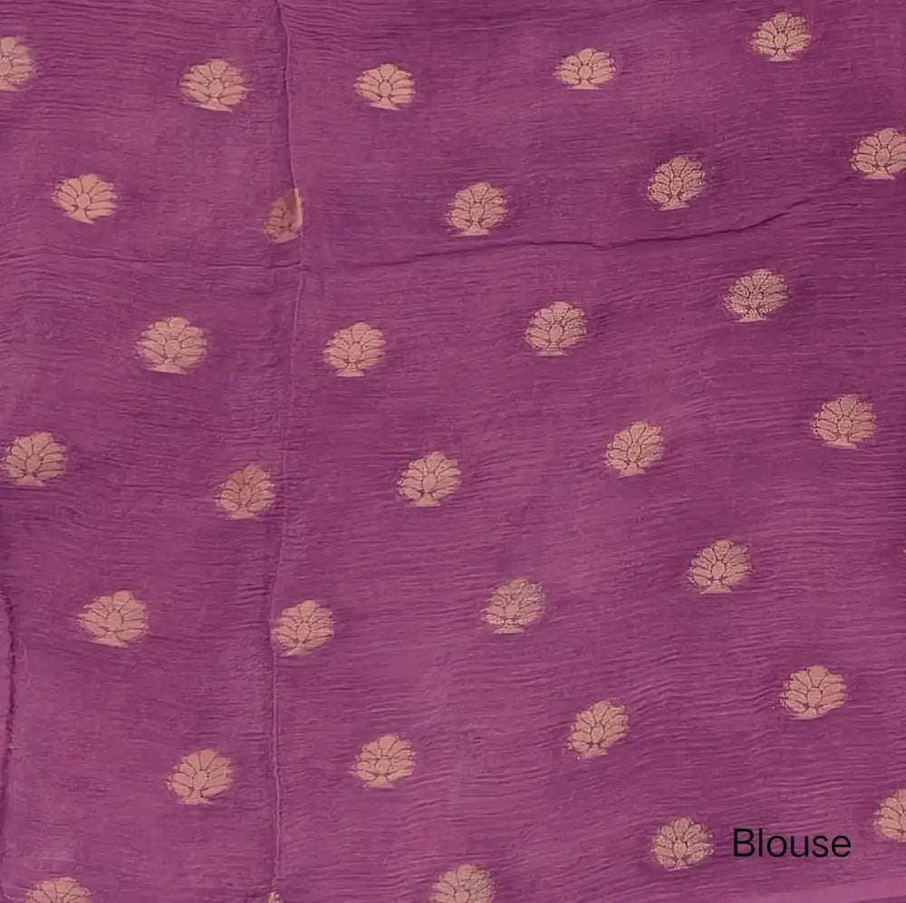 Dark Maroonish Pink Viscous Chanderi silk saree with shibori prints all over and zari checks all over, thin zari woven borders and running viscous chanderi zari woven blouse. NS56