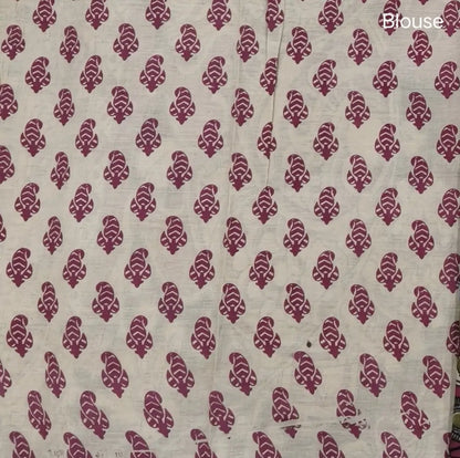 Mehandhi Green kalamkari hand block printed cotton saree, printed pallu and kalamkari printed blouse with borders. INCONSISTENT PRINTS AND DYES ARE NOT DEFECTS.NS66
