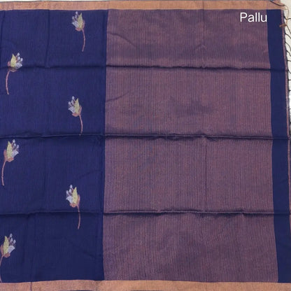 Violet pure linen jamdani woven saree, with copper tissue double side borders,striped tissue pallu with tassles, plain running blouse with borders.(DRY CLEAN RECOMMENDED ). NS112