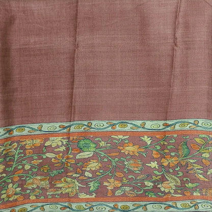 Dark mauve shade digital printed viscous Silk cotton unstitched salwar material, kalamkari printed on daman(shiny,Lining Needed)matching silky Bottom,digital printed viscous silk dupatta.JN262612
