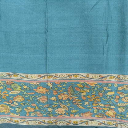 Blue shade digital printed viscous Silk cotton unstitched salwar material, kalamkari printed on daman(shiny,Lining Needed)matching silky Bottom,digital printed viscous silk dupatta.JN262610