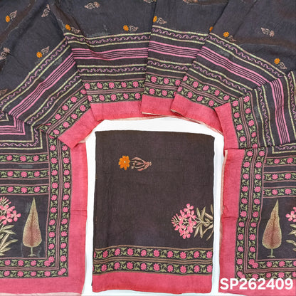 Deep wine purple digital printed mogra chanderi unstitched salwar material (Crinkled, Lining Needed) No Bottom, digital printed mogra chanderi dupatta. SP262409