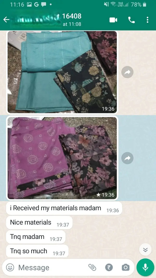 I received my materials madam, nice materials ,thank you so much.