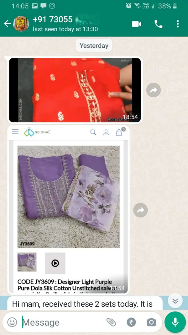  Hi mam, received these 2 sets today . it's very beautiful material.