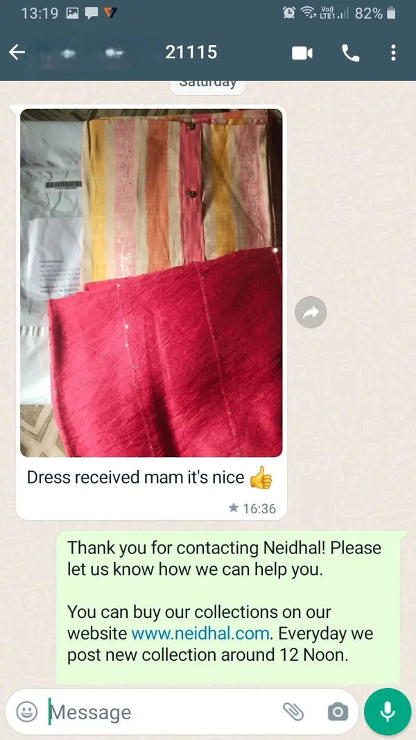  Dress received mam it's very nice.