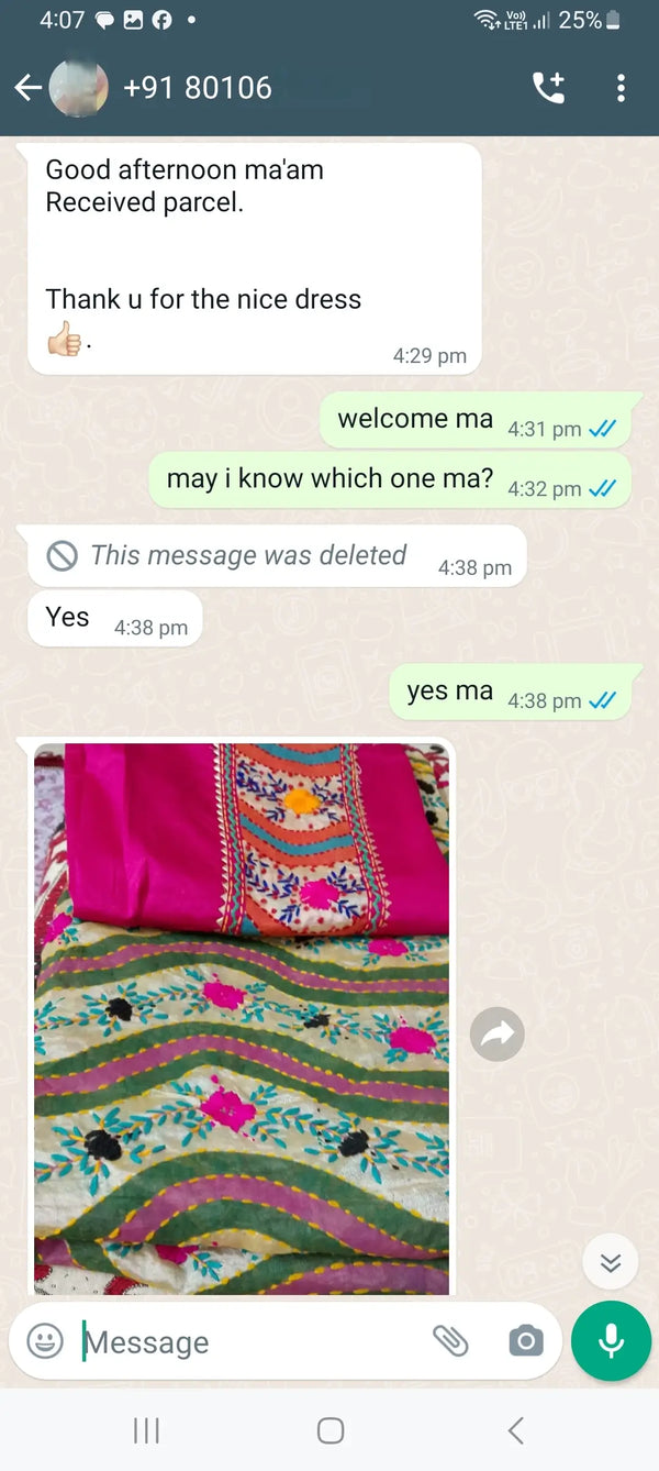 Good afteroon mam, received parcel. thank you for the nice dress.