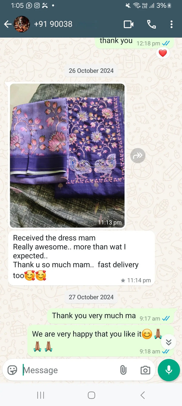 Received the dress mam really awesome.... more than wat i  expected. thank you so much mam... fast delivery too.