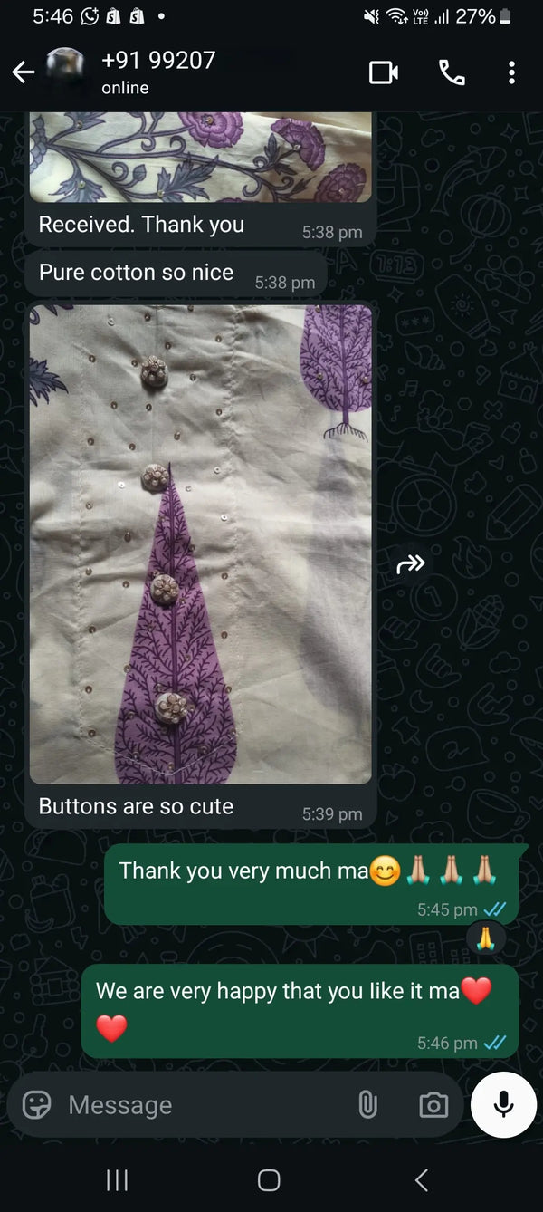 Received thank you, pure cotton so nice.