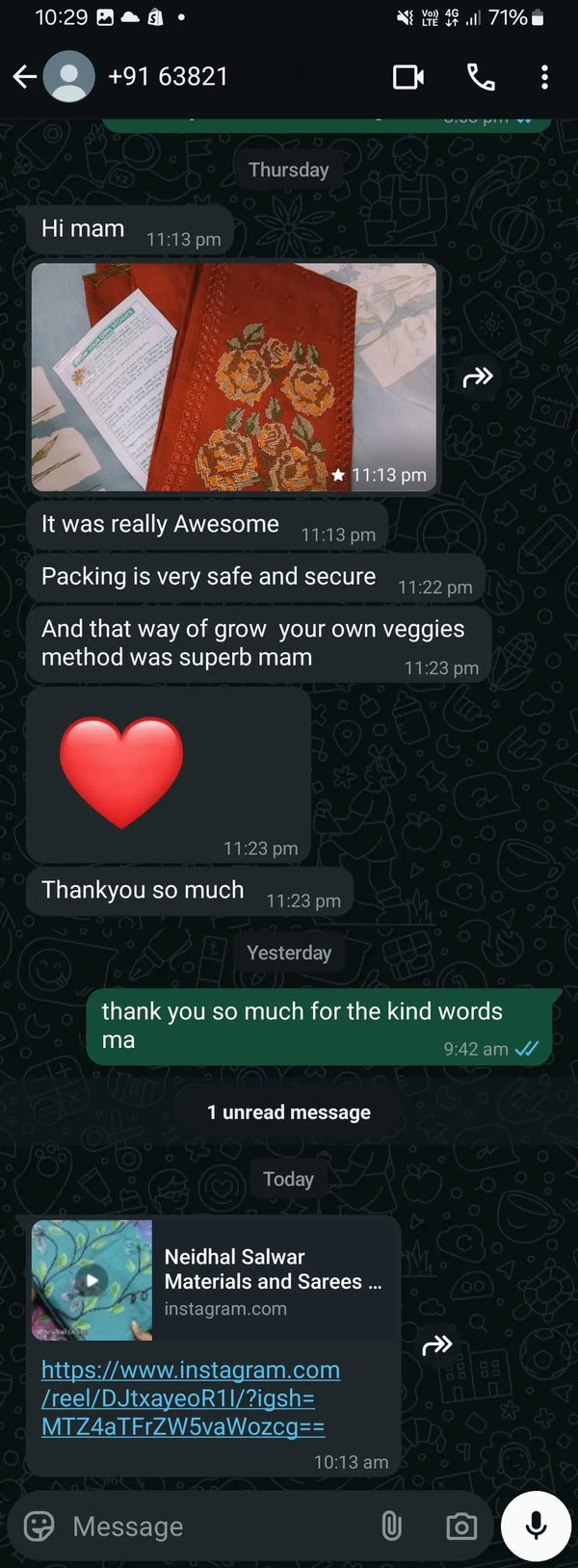 It was really awesome, packing safe and secure, grow your own veggies method was superb mam.