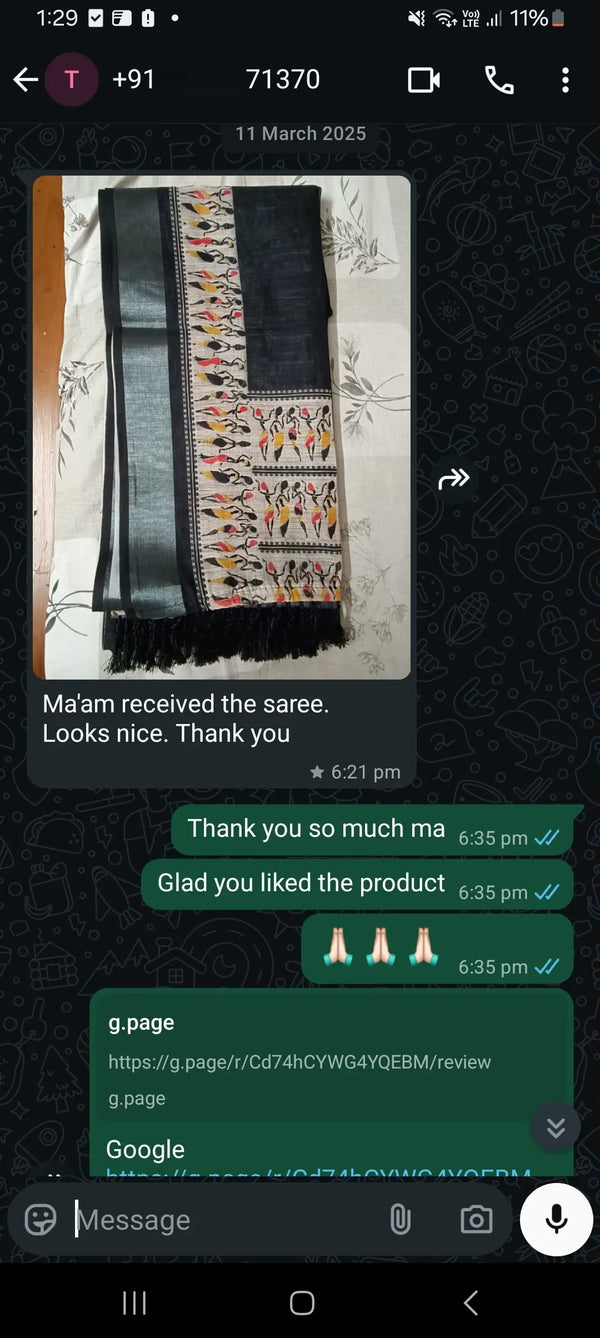 Received the saree, look nice, Thank you.